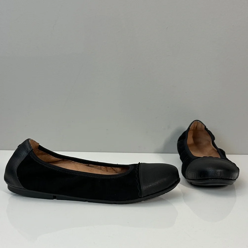Vionic Prim‎ Tina Cap Toe Ballet Flats Black Size 8